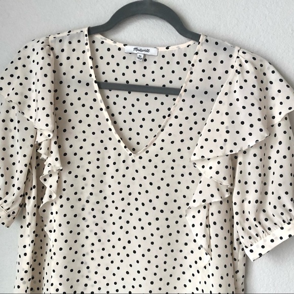 \Madewell\• V-Neck Silk Ruffle Top - Picture 4 of 16